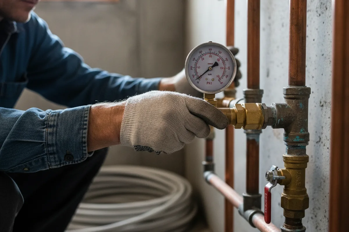 Pressure testing a repaired line during Water Line Repair in Regina